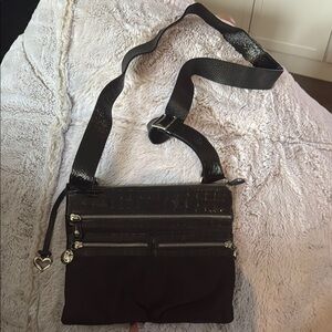 Brighton Black Crossbody Bag with Heart Charm